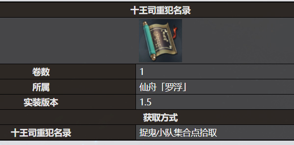 《星穹鐵道》十王司重犯名錄書(shū)籍收錄