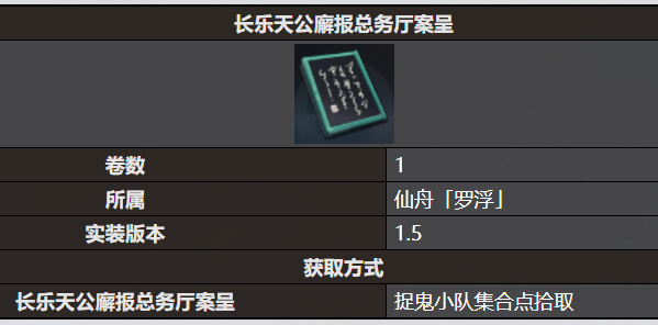 《星穹鐵道》長(zhǎng)樂天公廨報(bào)總務(wù)廳案呈書籍收錄
